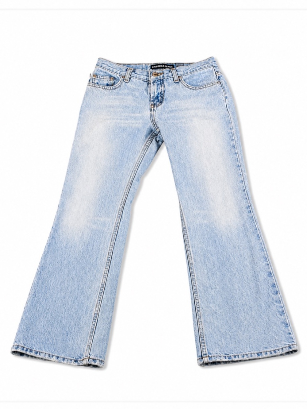 Express Y2K Low Rise Flare Jeans 3/4 Short Light Wash Size S